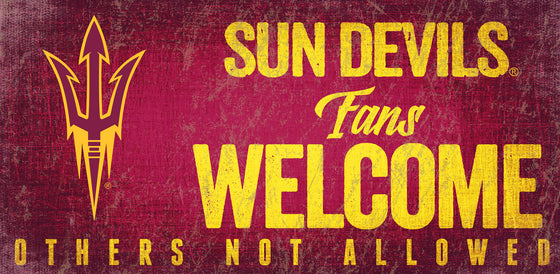 Arizona State Sun Devils Wood Sign Fans Welcome 12x6 - Special Order