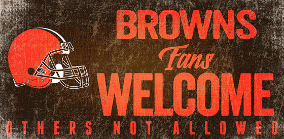 Cleveland Browns Wood Sign Fans Welcome 12x6