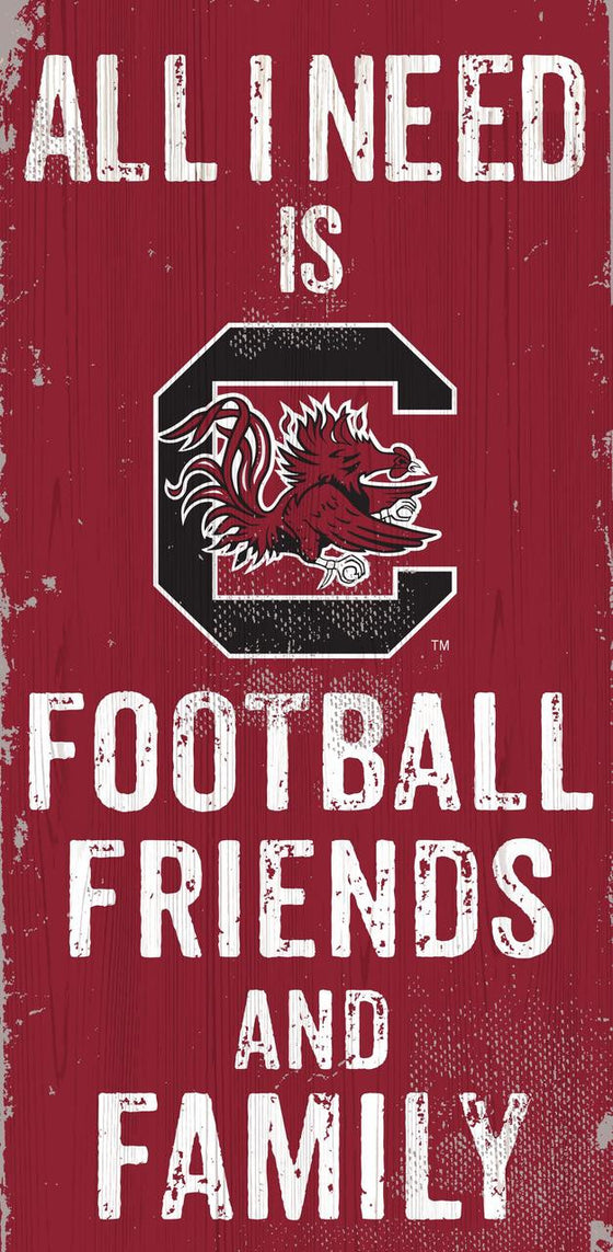 South Carolina Gamecocks Sign Wood 6x12 Football Friends and Family Design Color - Special Order