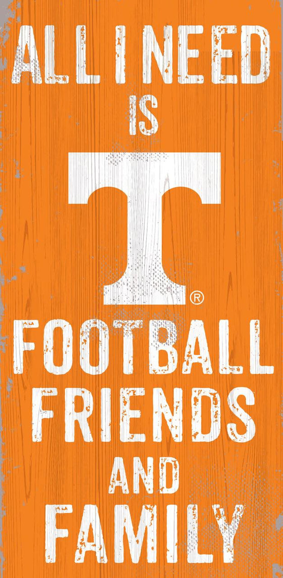 Tennessee Volunteers Sign Wood 6x12 Football Friends and Family Design Color - Special Order