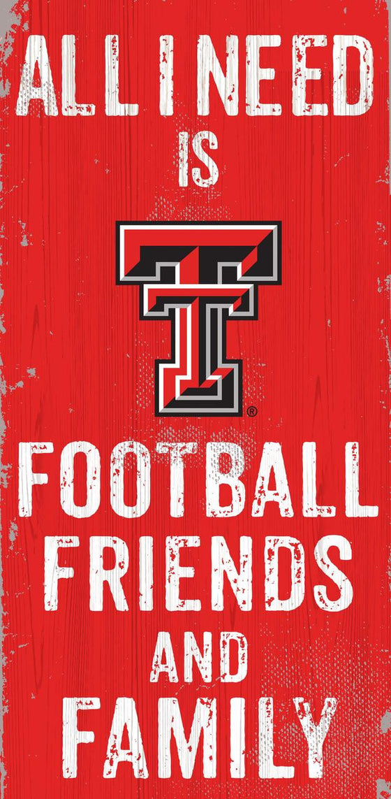 Texas Tech Red Raiders Sign Wood 6x12 Football Friends and Family Design Color - Special Order