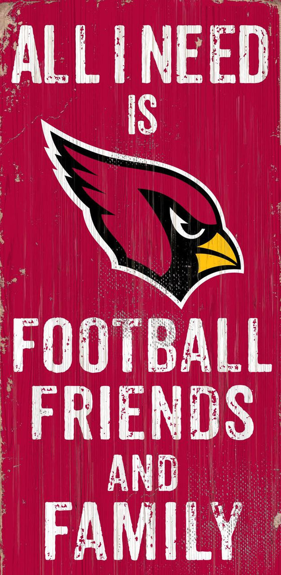 Arizona Cardinals Sign Wood 6x12 Football Friends and Family Design Color - Special Order