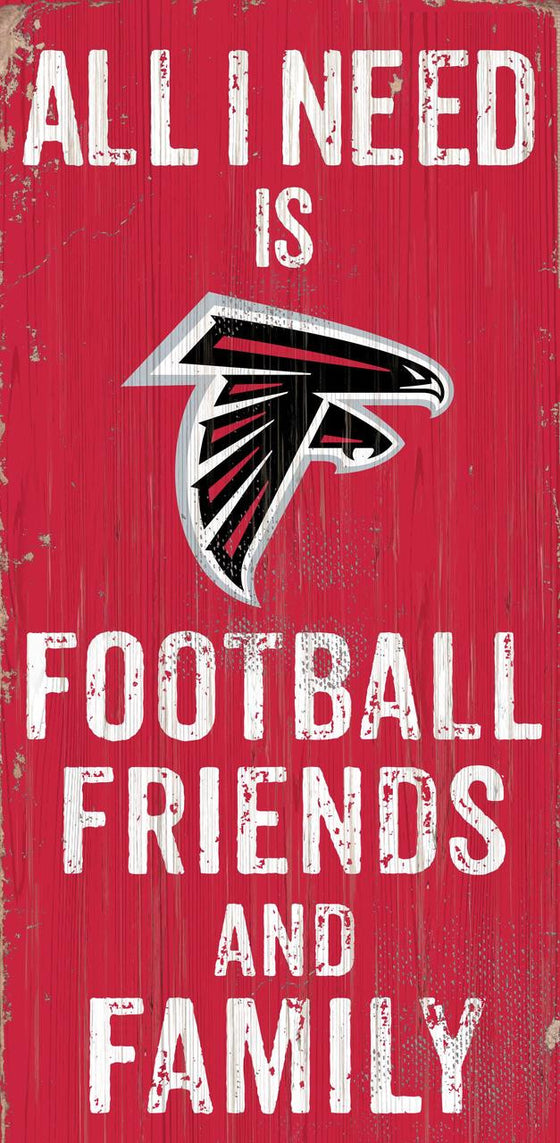 Atlanta Falcons Sign Wood 6x12 Football Friends and Family Design Color - Special Order