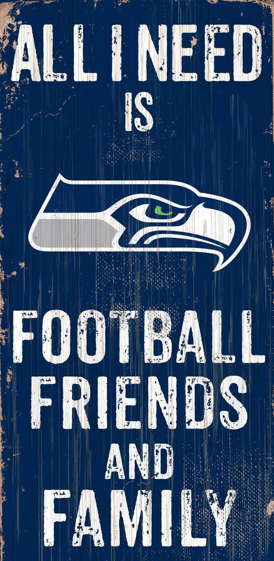 Seattle Seahawks Sign Wood 6x12 Football Friends and Family Design Color - Special Order