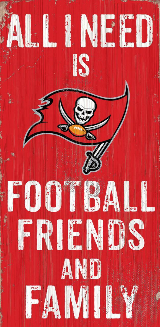 Tampa Bay Buccaneers Sign Wood 6x12 Football Friends and Family Design Color - Special Order