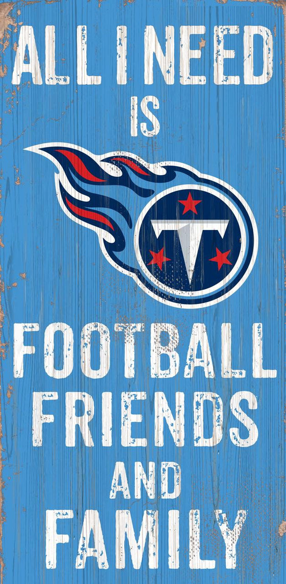 Tennessee Titans Sign Wood 6x12 Football Friends and Family Design Color - Special Order