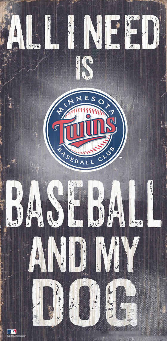 Minnesota Twins Sign Wood 6x12 Baseball and Dog Design