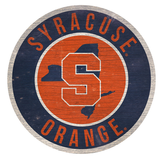 Syracuse Orange Sign Wood 12 Inch Round State Design - Special Order