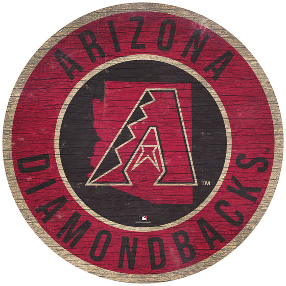 Arizona Diamondbacks Sign Wood 12 Inch Round State Design Special Order