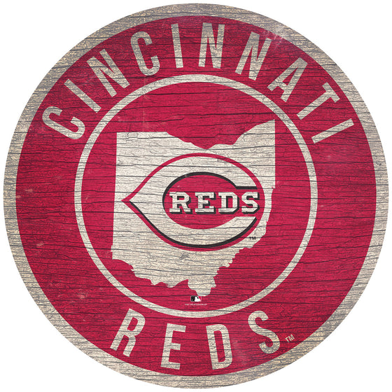 Cincinnati Reds Sign Wood 12 Inch Round State Design Special Order