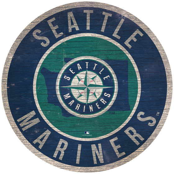 Seattle Mariners Sign Wood 12 Inch Round State Design Special Order