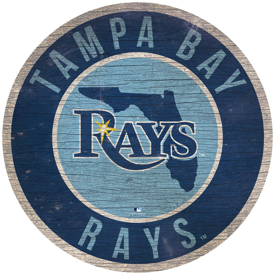 Tampa Bay Rays Sign Wood 12 Inch Round State Design Special Order