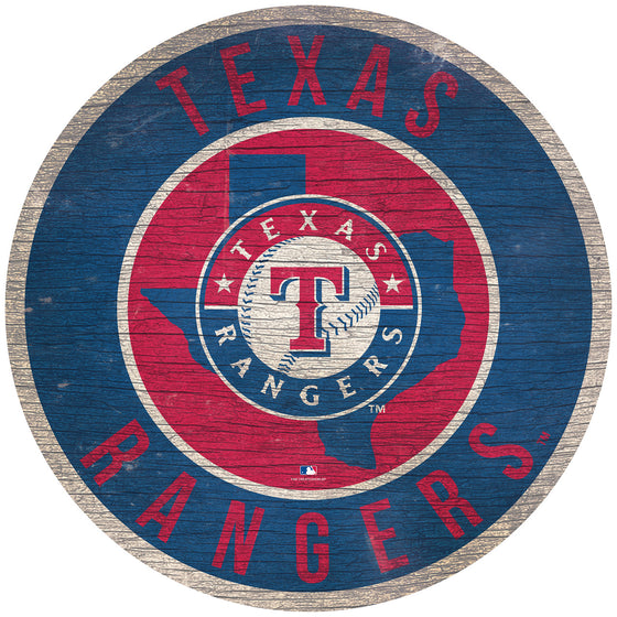 Texas Rangers Sign Wood 12 Inch Round State Design Special Order