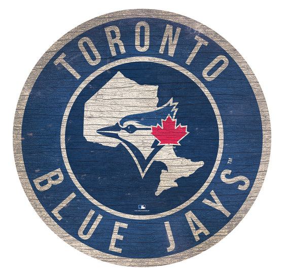 Toronto Blue Jays Sign Wood 12 Inch Round State Design Special Order