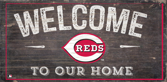 Cincinnati Reds Sign Wood 6x12 Welcome To Our Home Design - Special Order