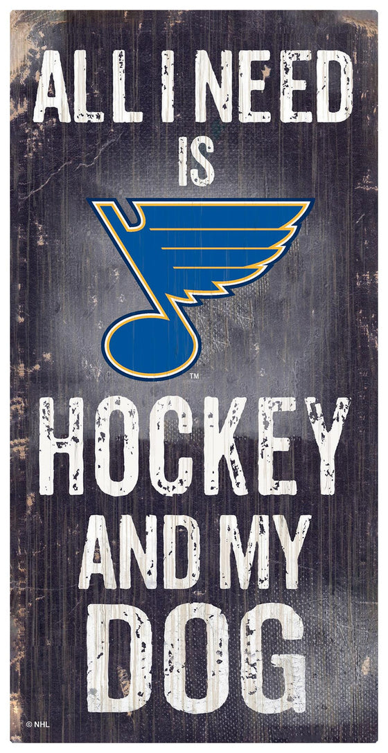 St.Louis Blues Sign Wood 6x12 Hockey and Dog Design Special Order