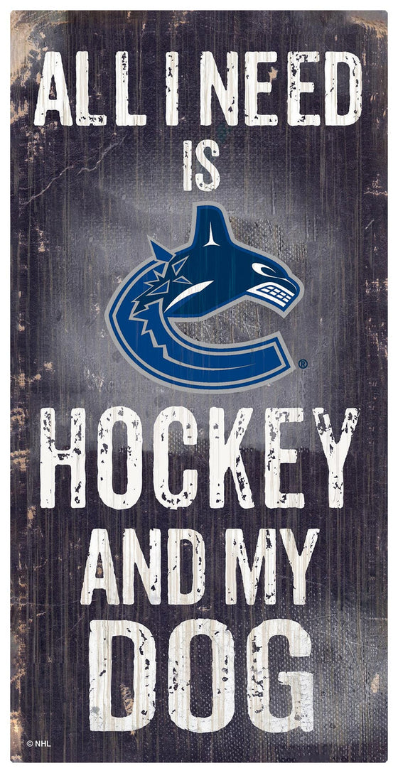 Vancouver Canucks Sign Wood 6x12 Hockey and Dog Design Special Order