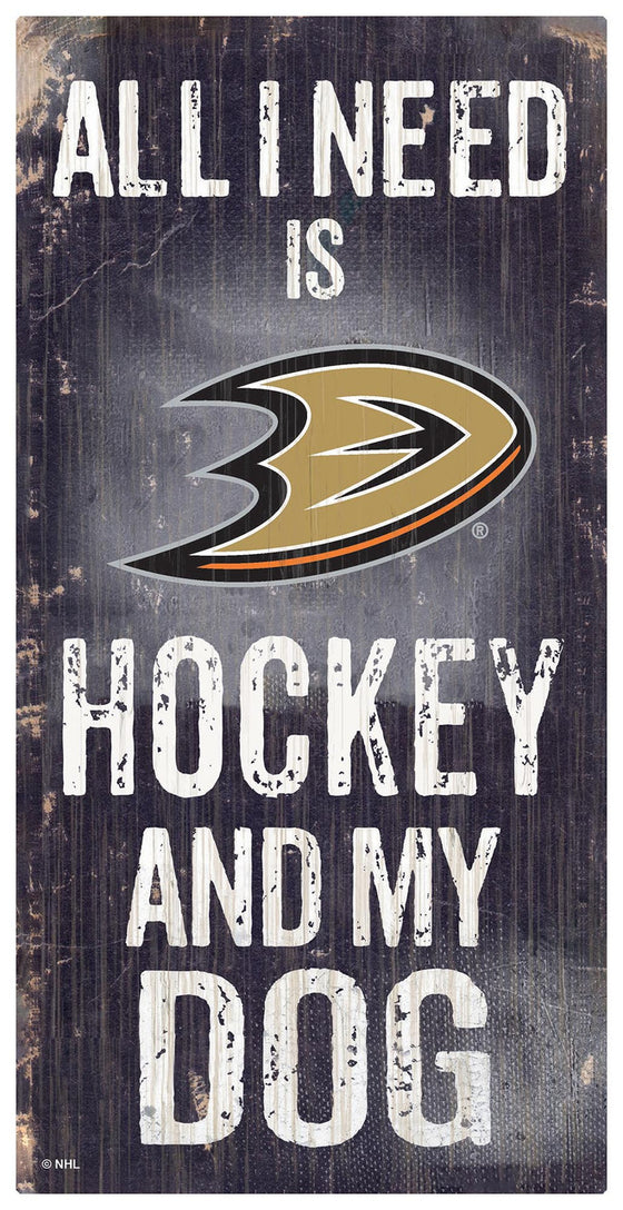 Anaheim Ducks Sign Wood 6x12 Hockey and Dog Design Special Order