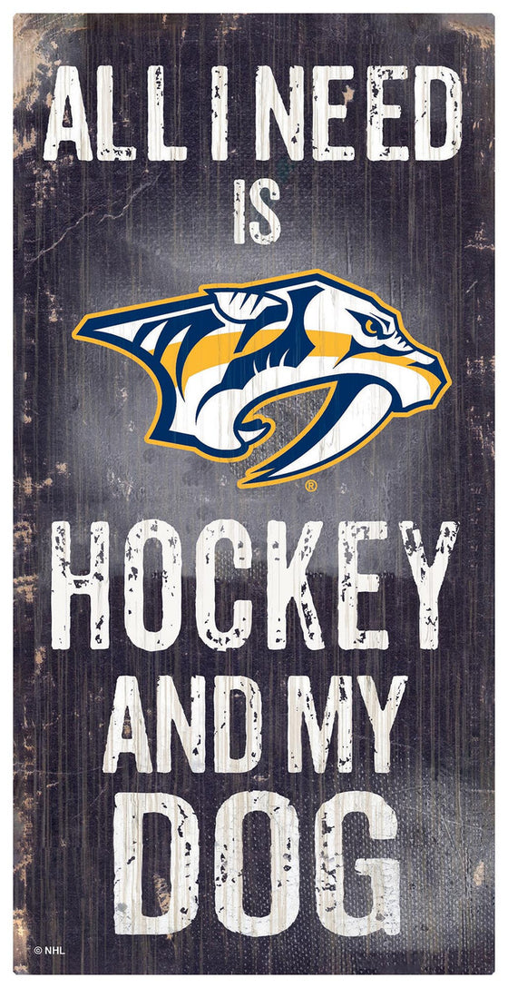 Nashville Predators Sign Wood 6x12 Hockey and Dog Design