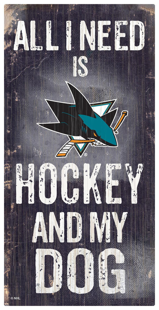 San Jose Sharks Sign Wood 6x12 Hockey and Dog Design Special Order