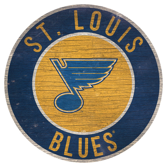 St. Louis Blues Sign Wood 12 Inch Round State Design Special Order