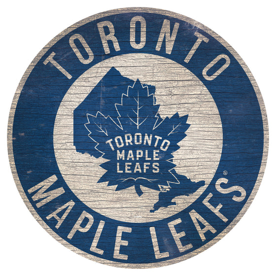 Toronto Maple Leafs Sign Wood 12 Inch Round State Design Special Order