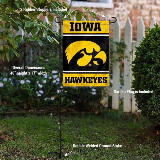 College Flags & Banners Co. Iowa Hawkeyes Garden Flag with Stand Holder