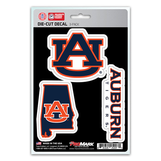 Auburn Tigers Decal Die Cut Team 3 Pack