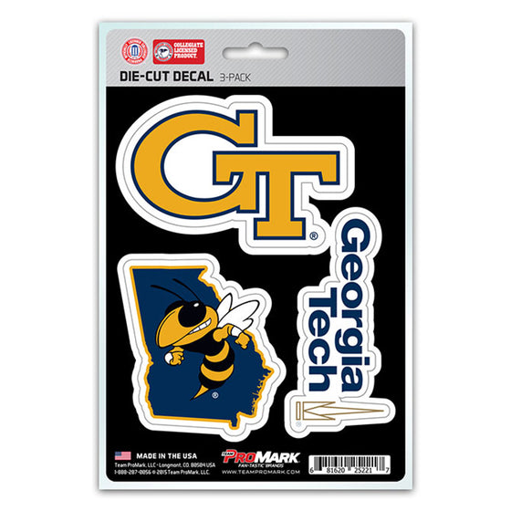 Georgia Tech Yellow Jackets Decal Die Cut Team 3 Pack