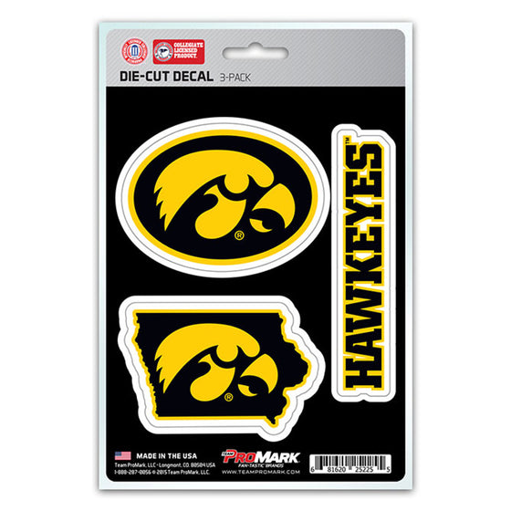 Iowa Hawkeyes Decal Die Cut Team 3 Pack