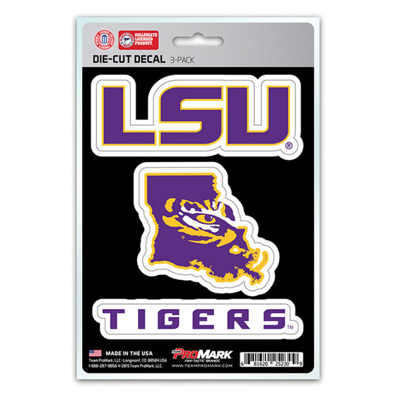 LSU Tigers Decal Die Cut Team 3 Pack