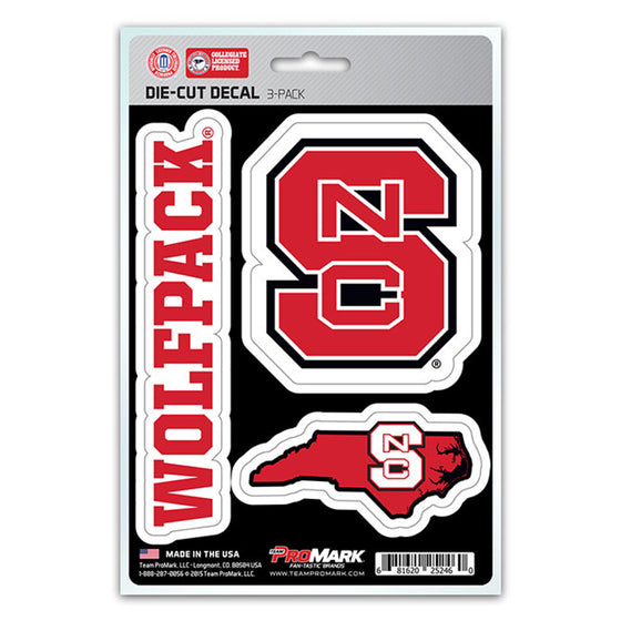 North Carolina State Wolfpack Decal Die Cut Team 3 Pack