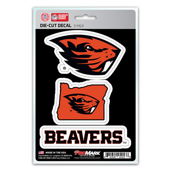 Oregon State Beavers Decal Die Cut Team 3 Pack