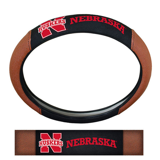 Nebraska Cornhuskers Steering Wheel Cover Premium Pigskin Style - Special Order