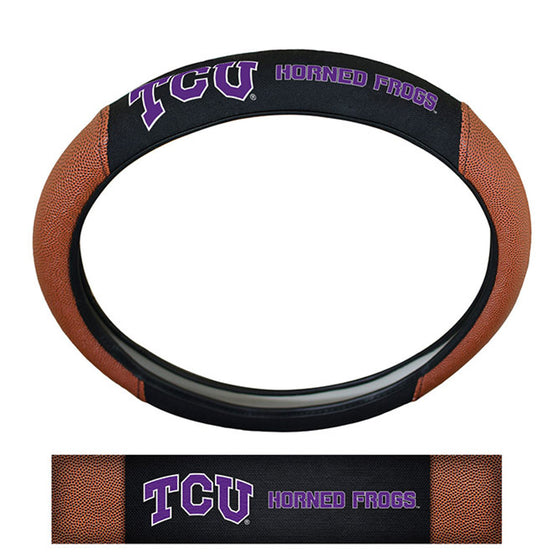 TCU Horned Frogs Steering Wheel Cover - Premium Pigskin - Special Order