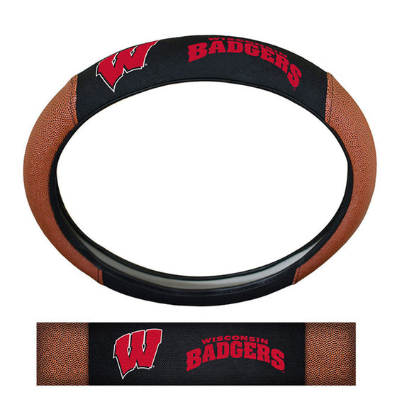 Wisconsin Badgers Steering Wheel Cover - Premium Pigskin - Special Order