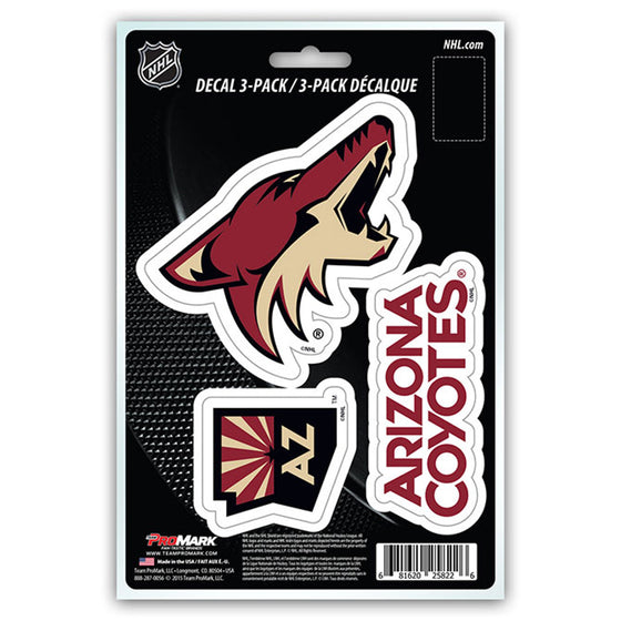 Arizona Coyotes Decal Die Cut Team 3 Pack