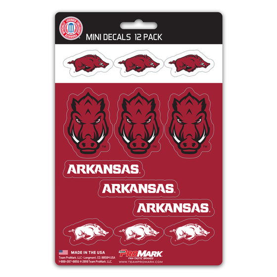 Arkansas Razorbacks Decal Set Mini 12 Pack- Special Order