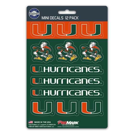 Miami Hurricanes Decal Set Mini 12 Pack