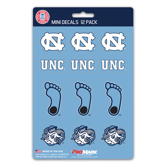 North Carolina Tar Heels Decal Set Mini 12 Pack