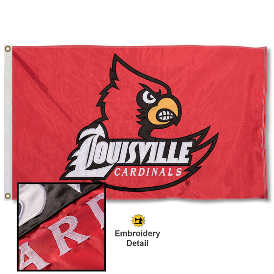 College Flags & Banners Co. Louisville Cardinals Embroidered and Stitched Nylon Flag