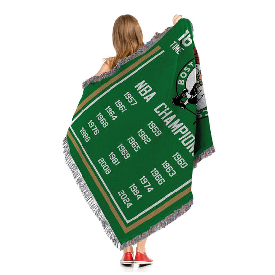 Northwest NBA Boston Celtics NBA Champions 2024 Woven Tapestry Throw Blanket, 48" x 60", Historic