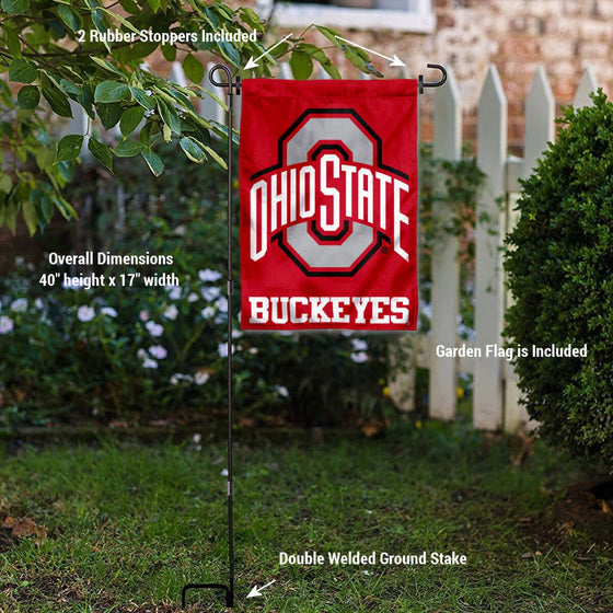 College Flags & Banners Co. Ohio State Buckeyes Garden Flag with Stand Holder