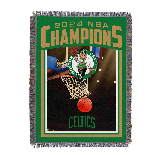 Northwest NBA Boston Celtics NBA Champions 2024 Woven Tapestry Throw Blanket, 46" x 60", Net Glory