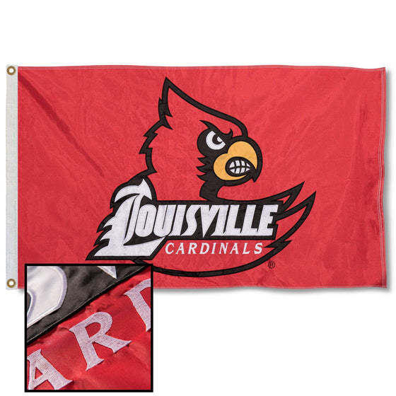 College Flags & Banners Co. Louisville Cardinals Embroidered and Stitched Nylon Flag