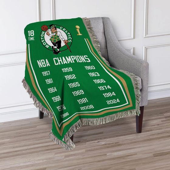 Northwest NBA Boston Celtics NBA Champions 2024 Woven Tapestry Throw Blanket, 48" x 60", Historic