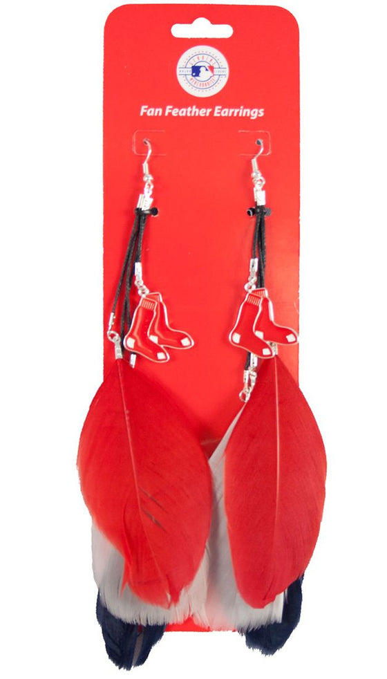 Boston Red Sox Team Color Feather Earrings CO