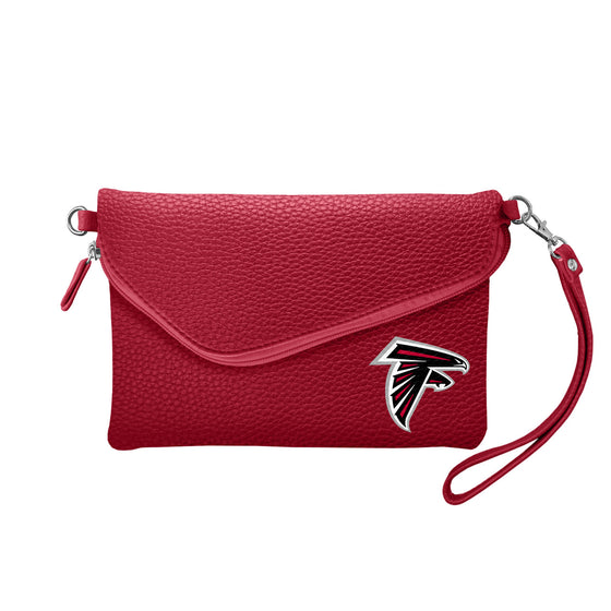 Atlanta Falcons Purse Pebble Fold Over Crossbody Dark Red - Special Order