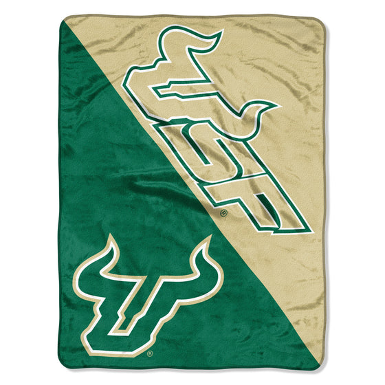 South Florida Bulls Blanket 46x60 Micro Raschel Halftone Design Rolled - Special Order