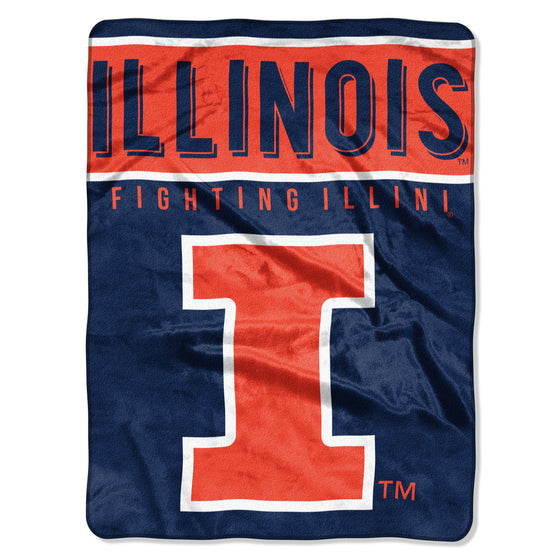 Illinois Fighting Illini Blanket 60x80 Raschel Basic Design Special Order (CDG)